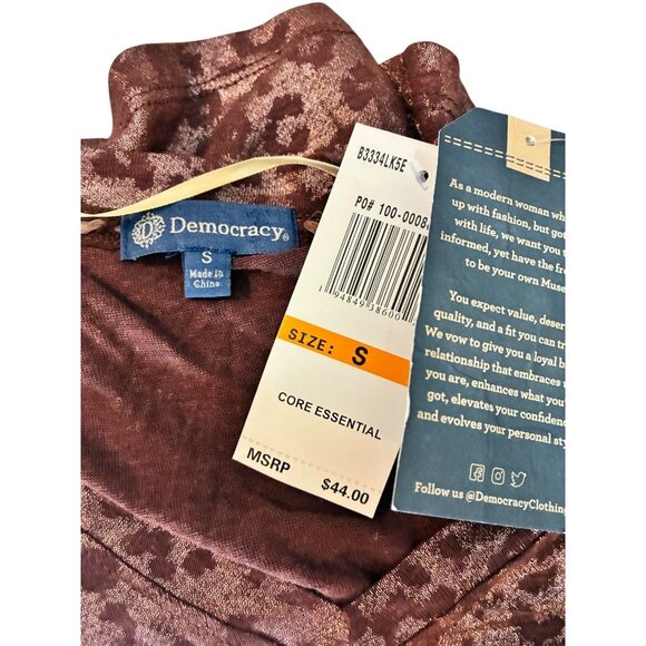 Democracy Womens Top S Mauve Leopard Print Rayon Linen - Picture 5 of 6